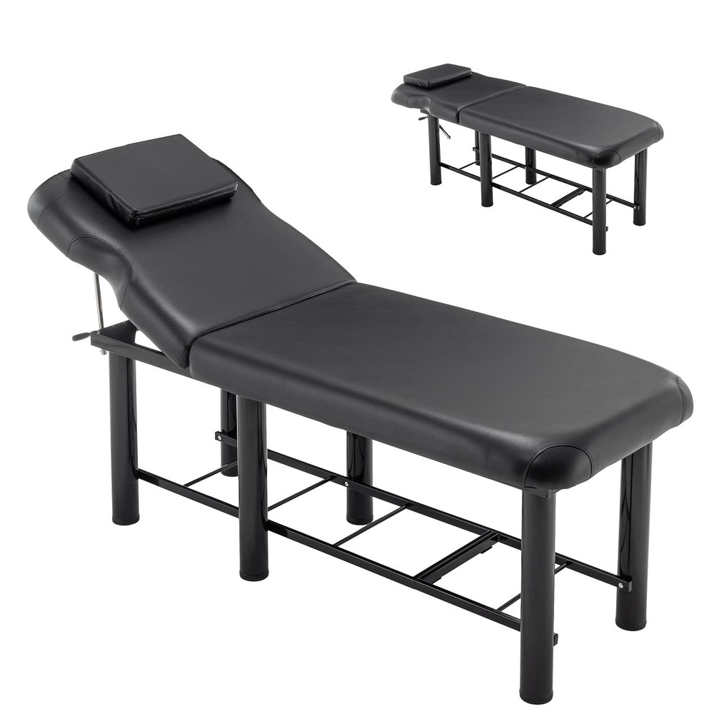 YHUBHSIS 72.23"(L) x 27.56"(W) Professioanl Massage Table,Adjustable Tattoo Chair with Bottom Shelf Storage,Memory Foam Layer Salon Bed,Physical Therapy Table for Home,Spa Bed for Esthetician (Black)