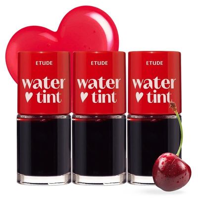 ETUDE Dear Darling Water Tint Cherry Ade 3 SET (9g*3) | Vivid Color Lip Stain with Moisturizing Weightless & Non-sticky Finish Lip Stain | Smudge-proof & Lightweight | Korean Makeup, Perfect for Gift