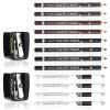 12PCS Barber Pencil Set with Sharpener, Smudge-proof Beard Shaping Guide Pen, Hairline Pencils, Suitable for Men and Women (Black, White, Dark Brown, Light Brown) view 1