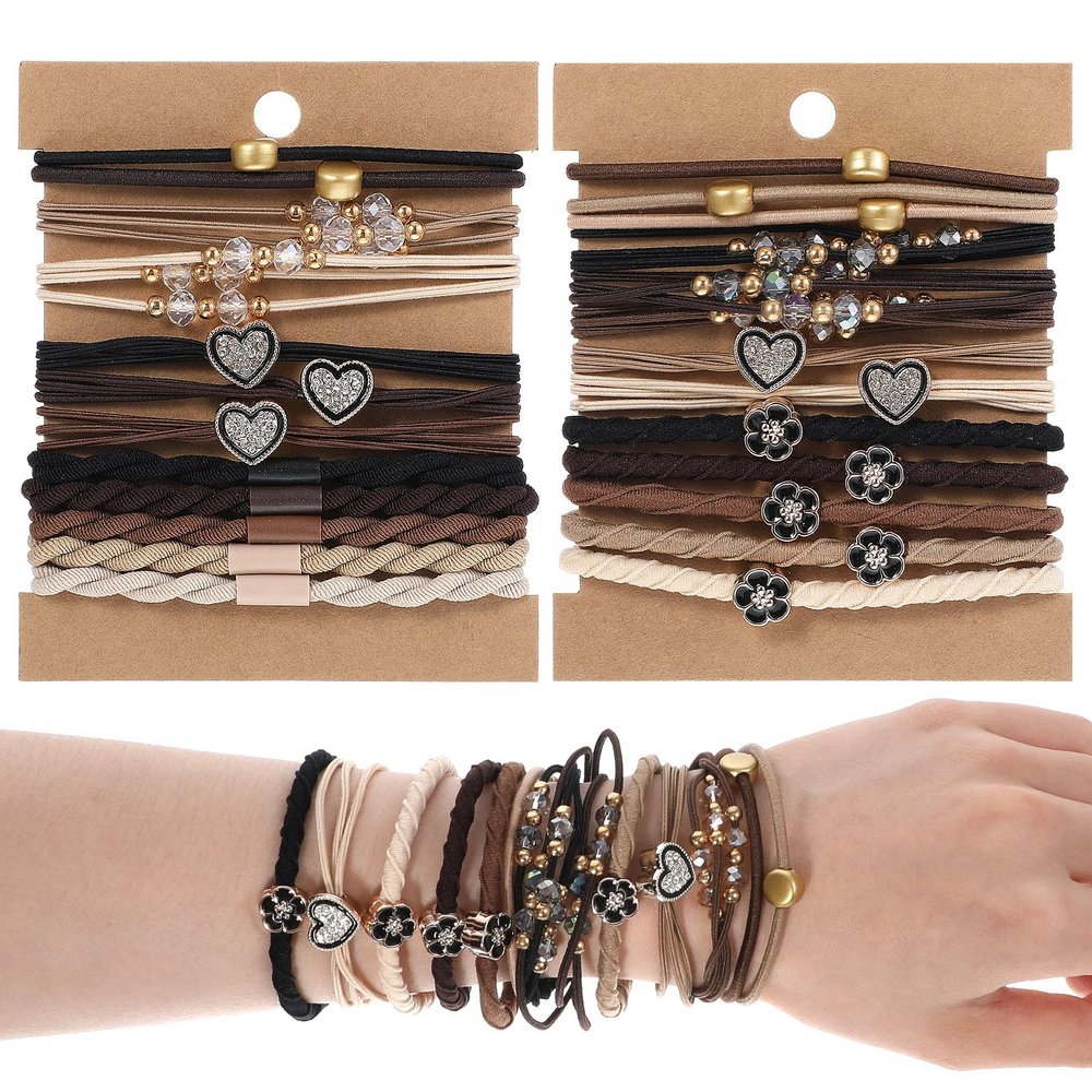 25PCS Boho Hair Ties,Bracelets Hair Ties for Thick or Thin Hairs,Boho Dual-Use Bracelets and Hairs Tie,5 Styles No Damage Elastic Bracelet,Ponytail Holders for Women,No-Damage, Christmas Gift