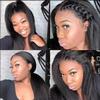 13x4 Kinky Straight Lace Front Wigs Human Hair Pre Plucked Lace Frontal Wig with Baby Hair Glueless Brazilian Virgin Human Hair Lace Front Wigs Natural Color (150% density, 22inch) view 4