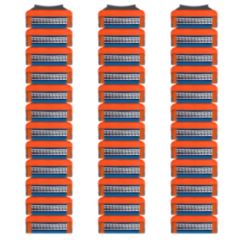 36 Blades Replacement Parts for GL-Fusion 5 Style Razors (orange), Wet Razors Men's Blades Value Packs