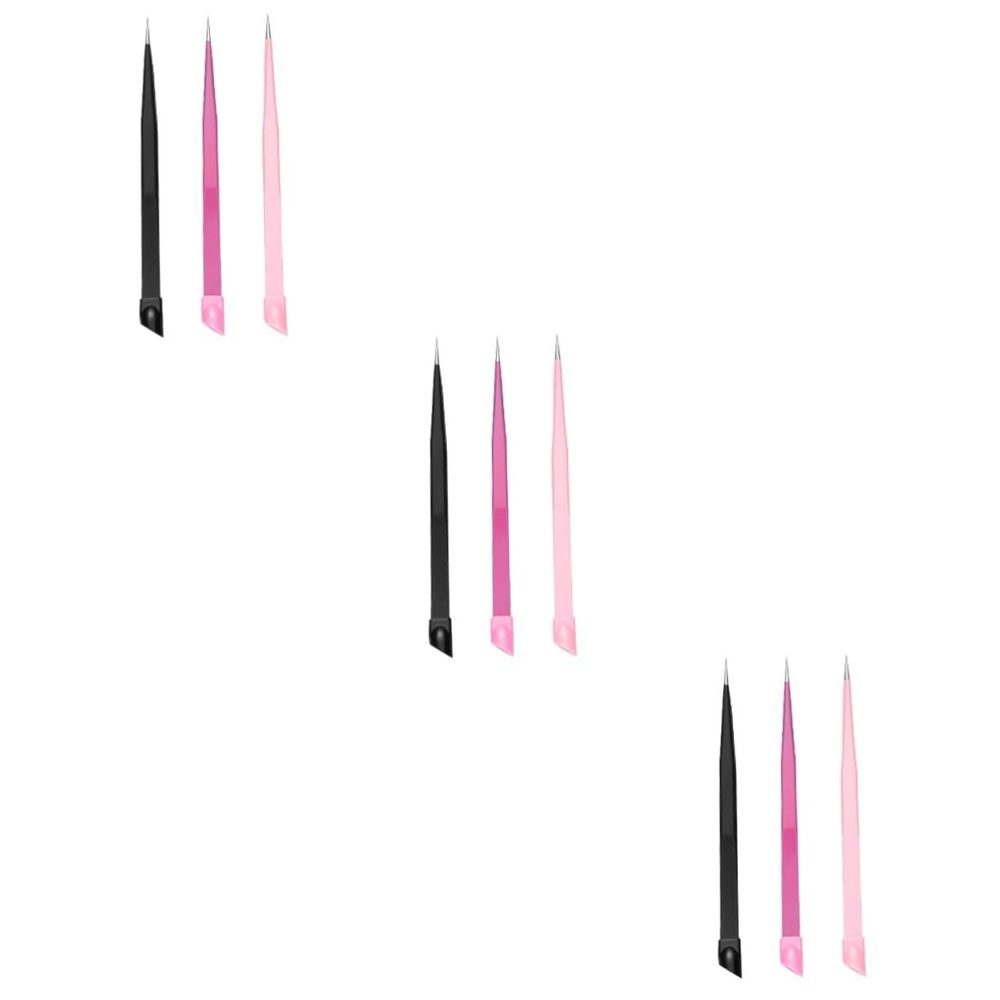 SAFIGLE 9pcs Double End Tweezers Nail Art Tool Multi-purpose Tweezers for Eyelash Extensions Sticker Application Includes for Precision Nail Design