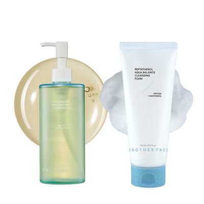 ANOTHERFACE Peptathenol Cleansing Foam + Oil, Double Cleansing Set for Sunscreen & Water Proof Makeup Removal, Non-Irritation for Sensitive Skin, Vegan, Korean Skincare