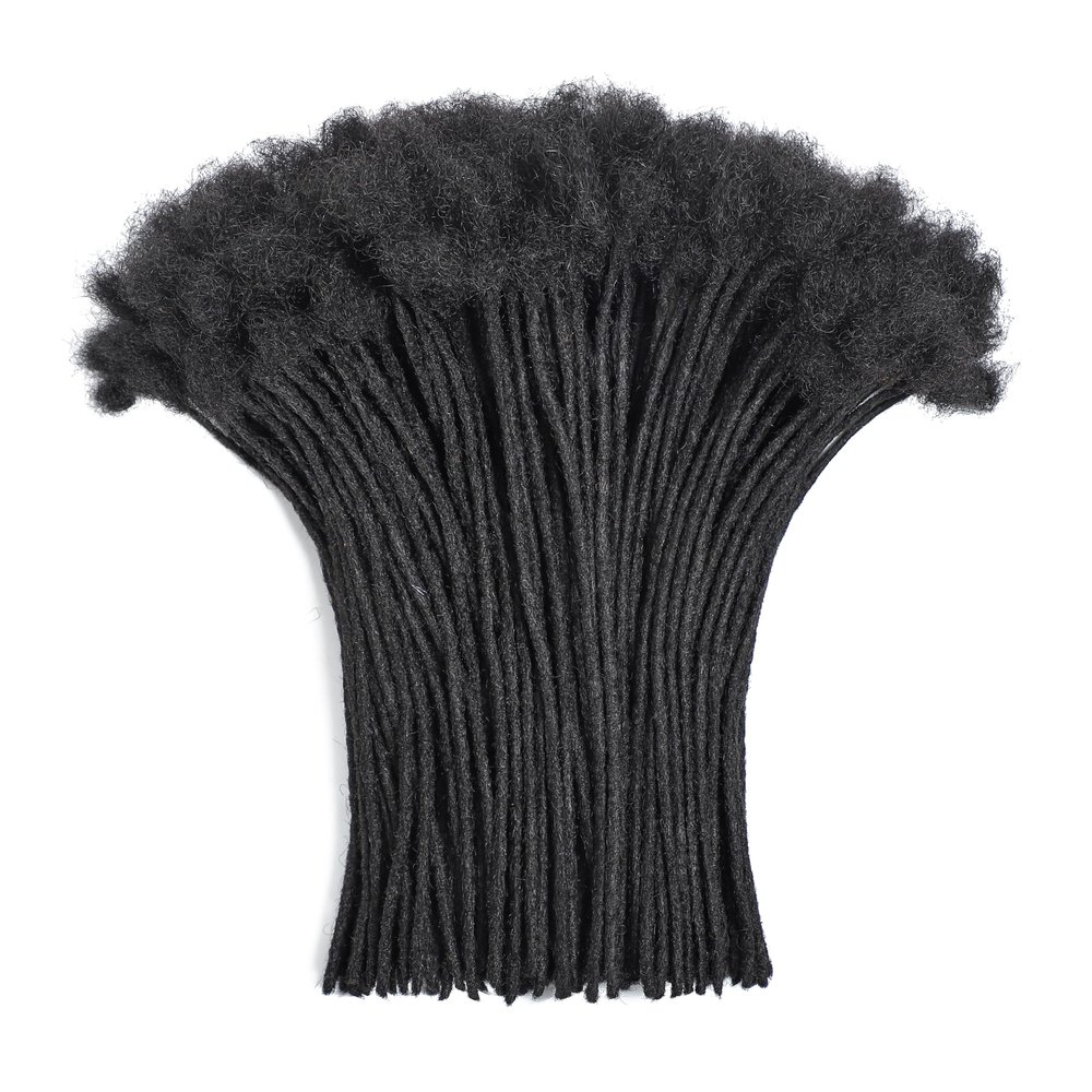 0.1cm Loc Extension Human Hair Natural Black 8 Inch 70 Strands Full Hand-made Permanent Locs Extensions Can Be Dyed and Bleached for Men/Women/Kids Real Dreadlock Extensions Human Hair