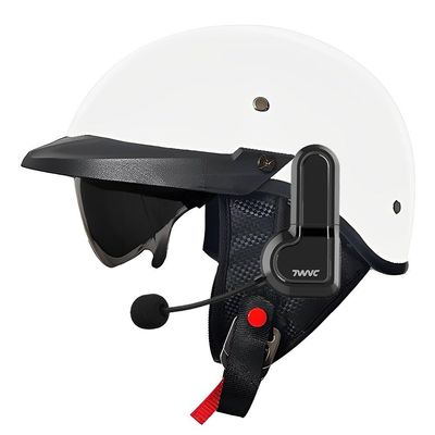 Casco Moto Vintage ECE - Medio Casco Retro con Bluetooth | ABS + EPS Reforzado | Visera HD Extrable para Hombre/Mujer | Forro Transpirable Lavable