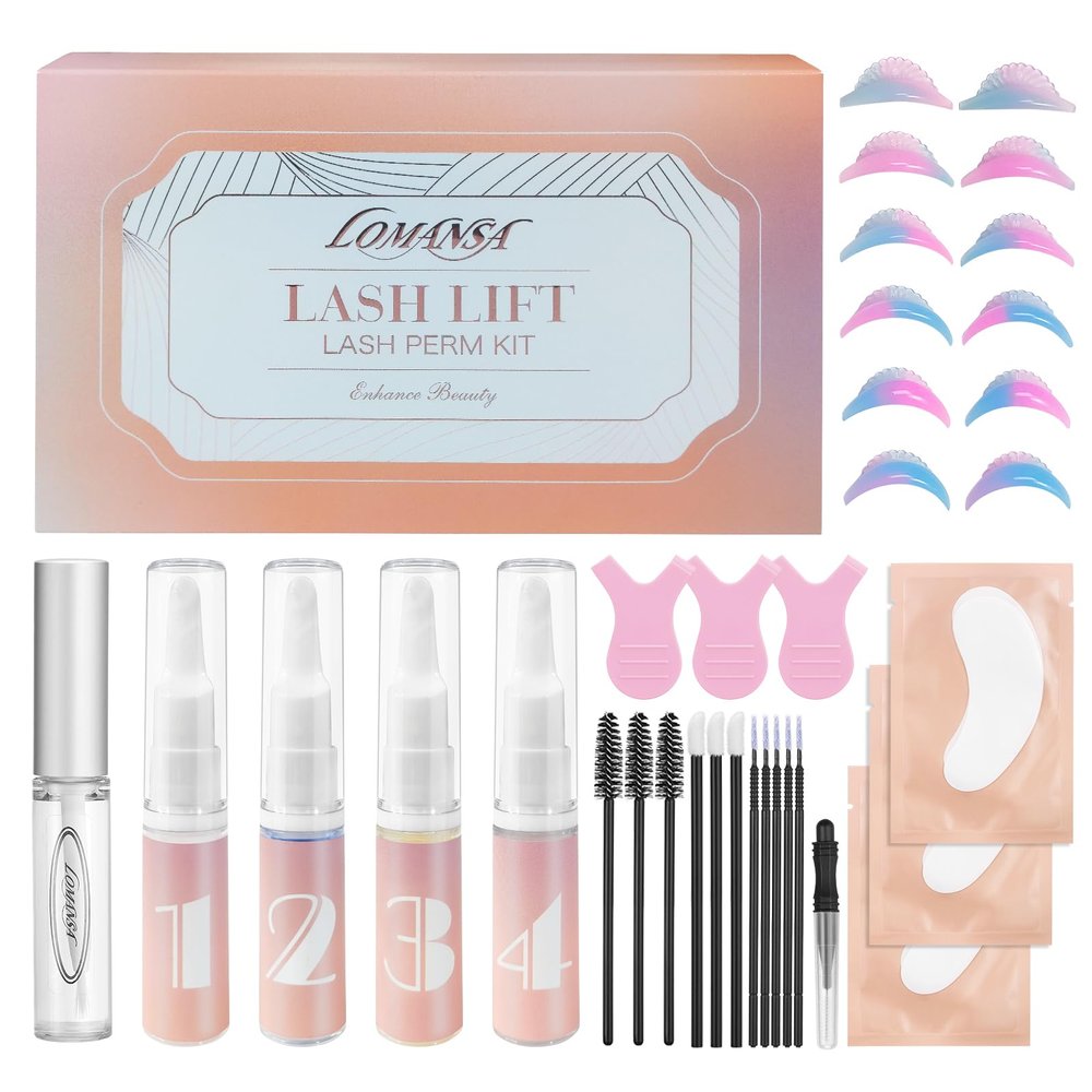 Lomansa Eyelash Lift Kit for Women At-Home Lash Perm Kit with Natural Curls, Salon & DIY Use (With Lash Lift Glue)