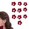 10Pcs Mini Flower Hair Clips for Women Girls Wine Red Small Flower Claw Clips with Pearl Hair Decorations for Women Girls Braids Toddler Clip for Hair view 1