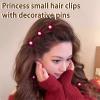 10Pcs Mini Flower Hair Clips for Women Girls Wine Red Small Flower Claw Clips with Pearl Hair Decorations for Women Girls Braids Toddler Clip for Hair view 2