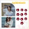 10Pcs Mini Flower Hair Clips for Women Girls Wine Red Small Flower Claw Clips with Pearl Hair Decorations for Women Girls Braids Toddler Clip for Hair view 3