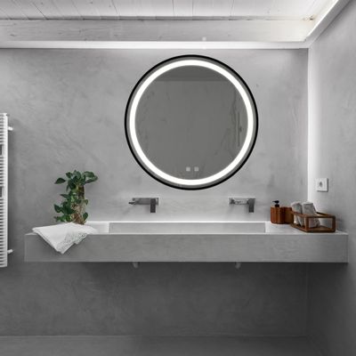 24inch Bathroom Led Classy Vanity Mirror with Focused backplane,Black Aluminum Alloy,High Lumen,Dimmable Touch, Anti Fog,CRI 95 Adjustable 3000K 4500K 6000K,IP54 Waterproof WB721