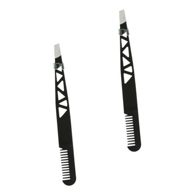 Baluue 2pcs Brow Facial Hair Remover Eyebrow Tweezer Trimmer Shaper Makeup Accessories