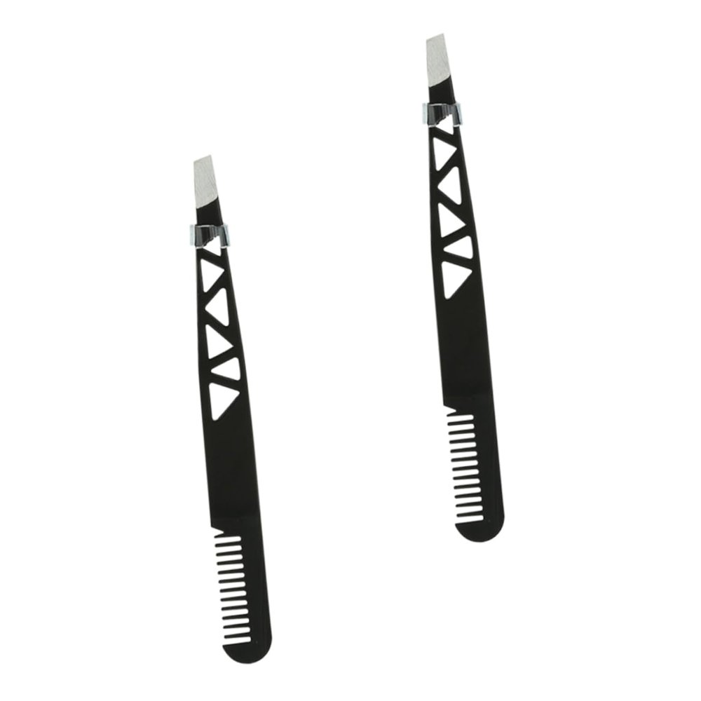 Baluue 2pcs Brow Facial Hair Remover Eyebrow Tweezer Trimmer Shaper Makeup Accessories