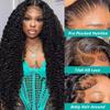 13x6 Deep Wave Lace Front Wigs Human Hair 200 Density HD Transparent Lace Front Wigs for Women 12A 1.14 Inch Deep Curly Wigs Human Hair Pre Plucked with Baby Hair Natural Black view 3
