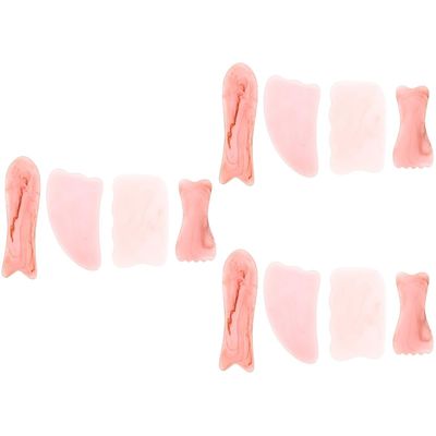 CALLARON 3sets Tool Set Resin Massaging Plate Stone Resin Roller for Face Neck 4pcs*3