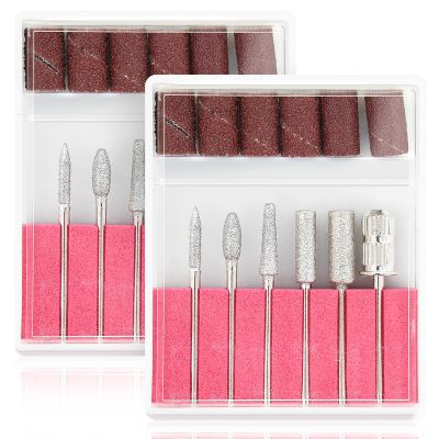 12 Pcs Nail Drill Bits, Drill Bit Set Nails, 3/32" Professional Nail Bits for Nail Salon Acrylic Art, Manicure and Pedicure with 12 sanding Bands