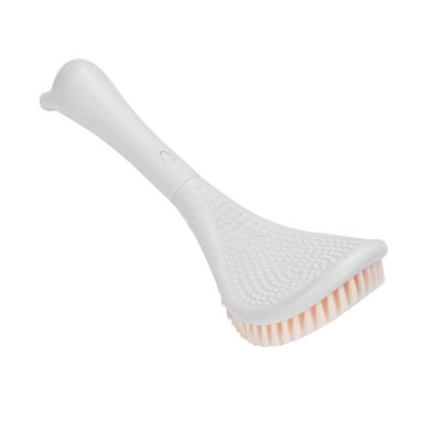 Adjustable Long Handle Foot Brush with Curved Head, Multipurpose for Shower, Travel Essential and Relaxation (White)