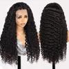 13x6 Deep Wave Lace Front Wigs Human Hair 200 Density HD Transparent Lace Front Wigs for Women 12A 1.60 Inch Deep Curly Wigs Human Hair Pre Plucked with Baby Hair Natural Black view 2