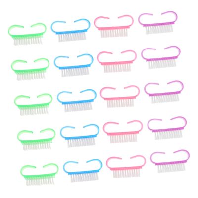 PartyKindom 20pcs Nail Double Sided Brush Manicure Cleaning Brush Plastic Bristles Nail Art Dust Soft for Cuticles Random Color