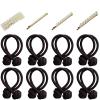 16 Pcs Dark Brown Tie Knot Hair Cord with 8 PCS Pearl Hair Clips, 2 Pack, Elastic Pearl Hair Scrunchies, Hair Accessories for Women, Ponytail Thick Hair, Hair Ropes view 1
