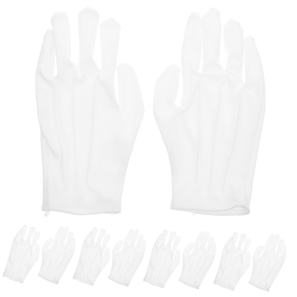 ABOOFAN Polyester Gloves 10 Pairs White Formal Protective Gloves for Coin Handling
