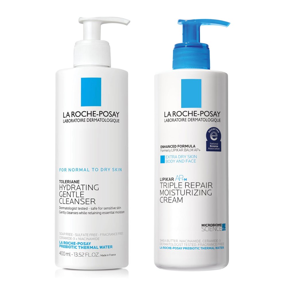 Bundle of La Roche-Posay Toleriane Hydrating Gentle Face Cleanser + Lipikar AP+ Triple Repair Moisturizing Cream