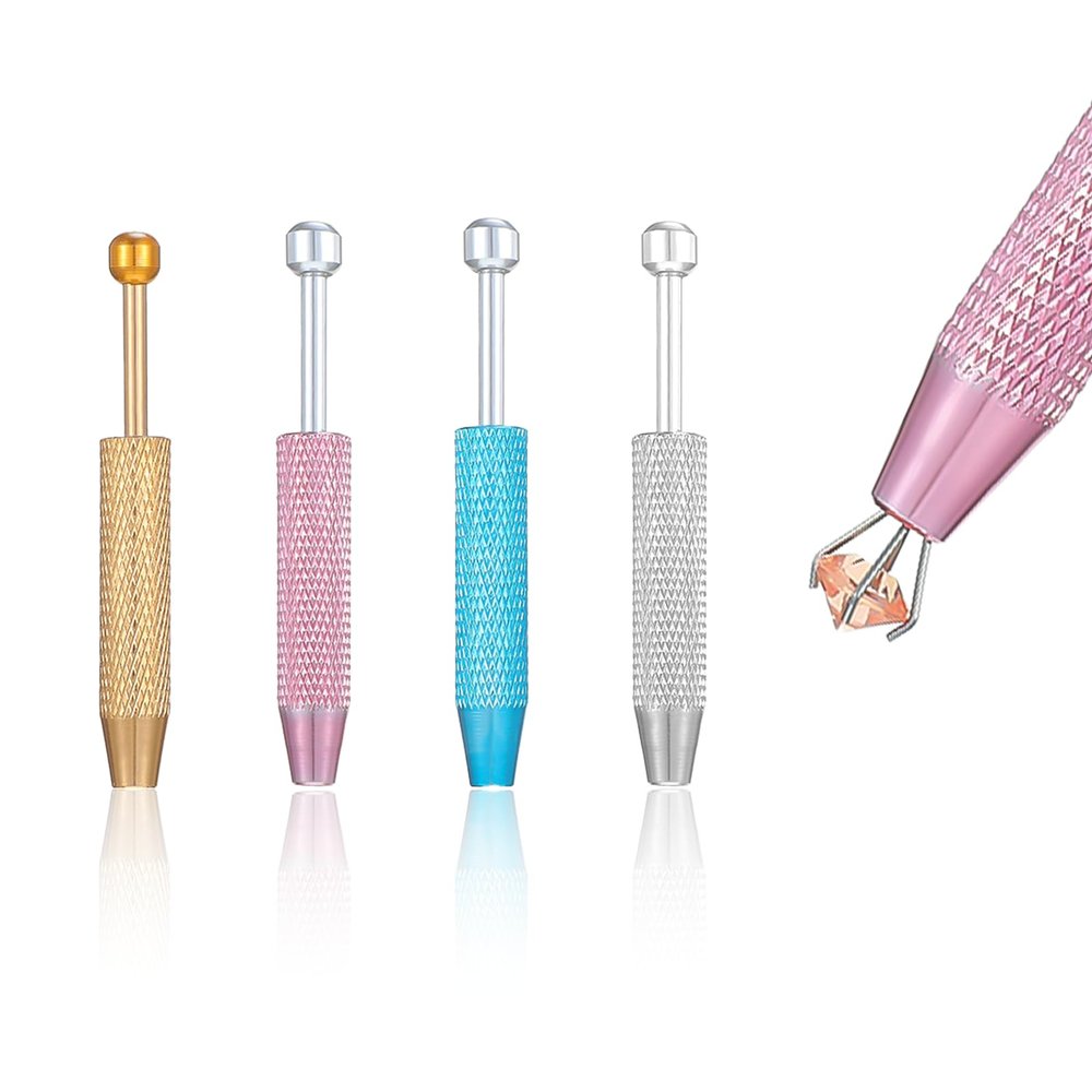 Classicseali 4PCS Ball Grabber Piercing, Piercing Grabber Tool, Stainless Steel Four-Claw Piercings Grabbers Tool, Piercings Assistant Pen, for Electronic Components, Diamond, Pearl, Gemstone Picking