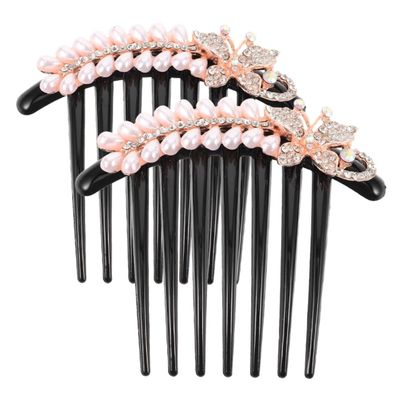 Beaupretty 2pcs Vintage Decorative Hair Comb with Imitation Pearls and Rhinestones Elegant Bridal Hair Accessories for Women and Bridesmaids Timeless Updo Clips for Weddings