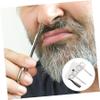 Ipetboom 12pcs Stainless Steel Beard Scissors Grooming Kit Pointed Round Scissors White Leather Case Small Comb for Beard Trimming Nose Hair Grooming view 3