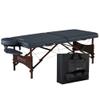 Master Massage Newport Portable Massage Table Package with Denser 2.5" Cushion, Walnut Stained Hardwood, Steel Support Cables, Pillows & Accessories, Royal Blue, 30" view 1