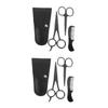 Ipetboom 2sets Beard Care Kit Stainless Steel Trimming Shears Scissors with Comb for Men for Home Grooming Barber Shops Includes Storage Bag Silver view 1