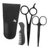 Ipetboom 2sets Beard Care Kit Stainless Steel Trimming Shears Scissors with Comb for Men for Home Grooming Barber Shops Includes Storage Bag Silver view 2