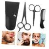 Ipetboom 2sets Beard Care Kit Stainless Steel Trimming Shears Scissors with Comb for Men for Home Grooming Barber Shops Includes Storage Bag Silver view 4