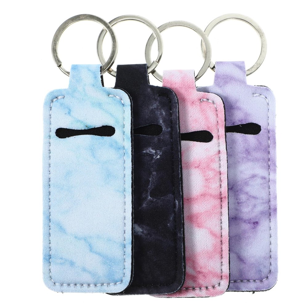 DEARMAMY 4pcs Portable Lipstick Holder Keychain Creative Lip Balm Case for Compact Design for Makeup The Go
