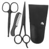 Ipetboom 3sets Stainless Steel Beard Grooming Scissors and Comb Kit with Storage Pouch for Men Trimming Shears for Barbers Home Use and Travel view 2