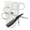 Ipetboom 4pcs Stainless Steel Beard and Mustache Scissors Set with Nose Hair Trimmer Precision Pointed and Round Scissors White Leather Comb for Grooming and Detailing view 1