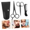 Ipetboom 1set Stainless Steel Beard Trimming Scissors and Comb Kit with Storage Pouch for Men Grooming Shears for Home Use and Barber Shops view 1