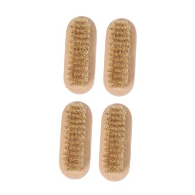 ERINGOGO 4pcs Professional Nail Art Tools Sided Pedicure Hand Brush Wooden Manicure Brush Eco-friendly Scrubbing for Nail Techs Dead Skin Removal