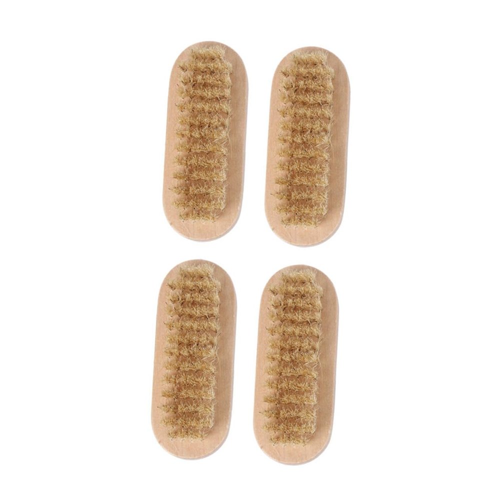 ERINGOGO 4pcs Professional Nail Art Tools Sided Pedicure Hand Brush Wooden Manicure Brush Eco-friendly Scrubbing for Nail Techs Dead Skin Removal
