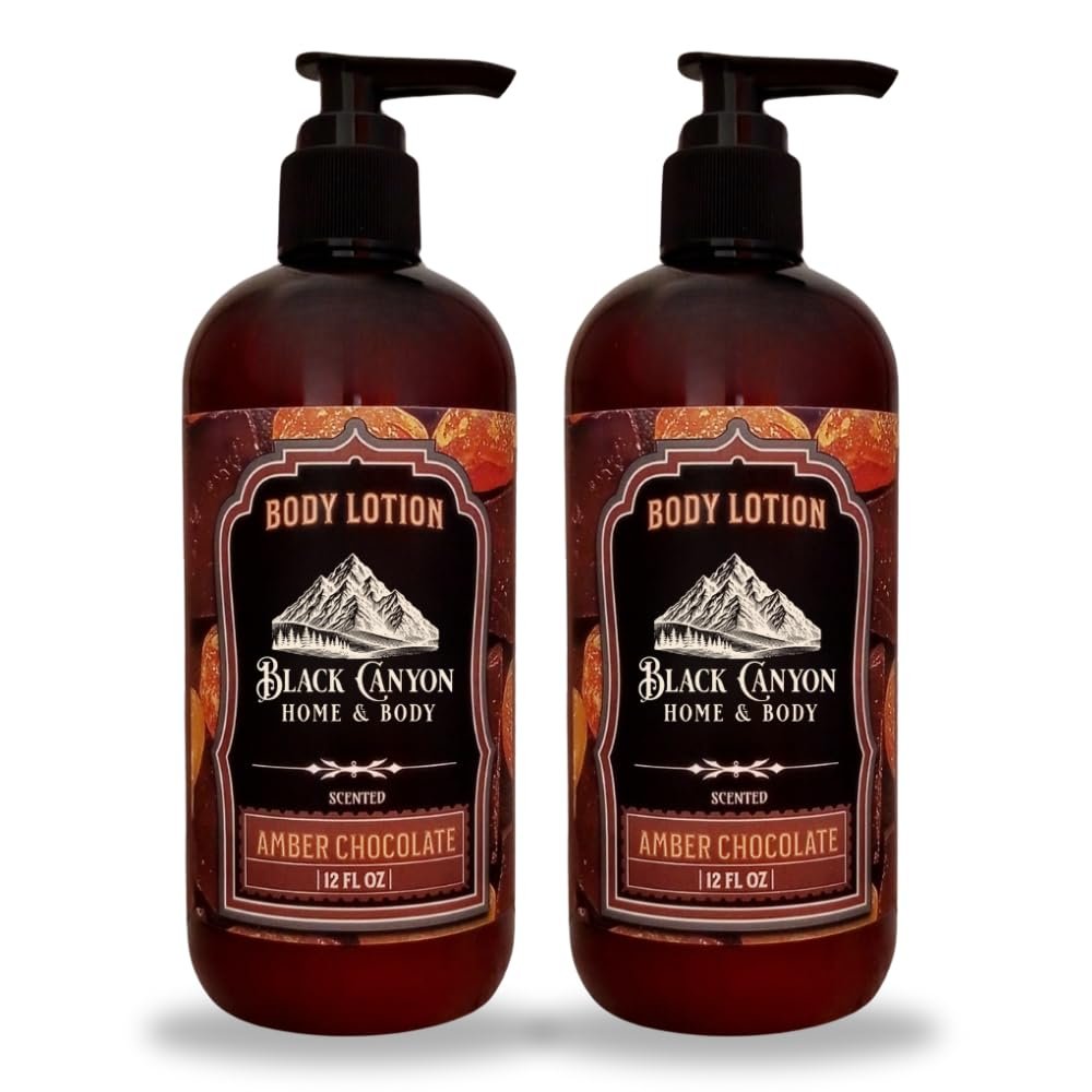 Black Canyon Amber Chocolate Scented Body Lotion with Lanolin and Jojoba Oil, 12 Oz (2 Pack)