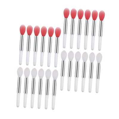 BELLIFFY 24pcs Transparent Silicone Lip Brush for Women Portable Lip Makeup Applicators for Precise Application of Color and Gloss Mask Brushes Transparent