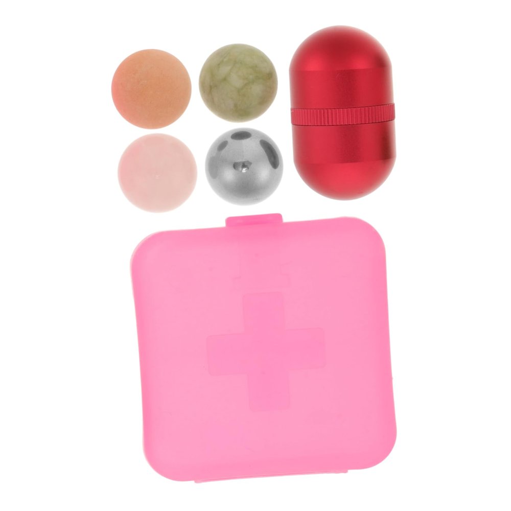 WEKADRIN 1set Facial Roller Massager Replaceable Heads for Eye Care Facial and Neck Massage Volcanic Stone and Jade Rollers Red Reduces Puffiness and Dark Circles
