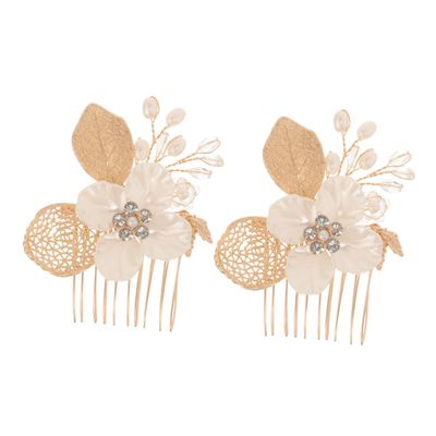 Beaupretty 2pcs Bridal Hair Comb with Elegant Leaves Vintage Rhinestone Hair Jewelry for Weddings Luxurious Headpiece for Brides and Stylish Accessories