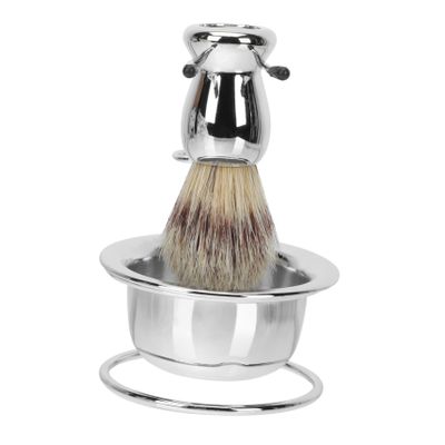CALLARON 1 Set Beard Brush Set Foam Shaving Accessories Men For Men Shaver Soap Brush Shave Brush Bubble Bowl Men Bathroom Accessory Beard Brush for Men Storage Rack Silver Stainless Steel