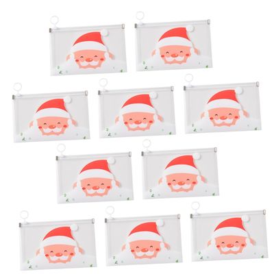 Angoily 10pcs Portable Storage Bags Santa Claus Pattern Design for Organization Reusable