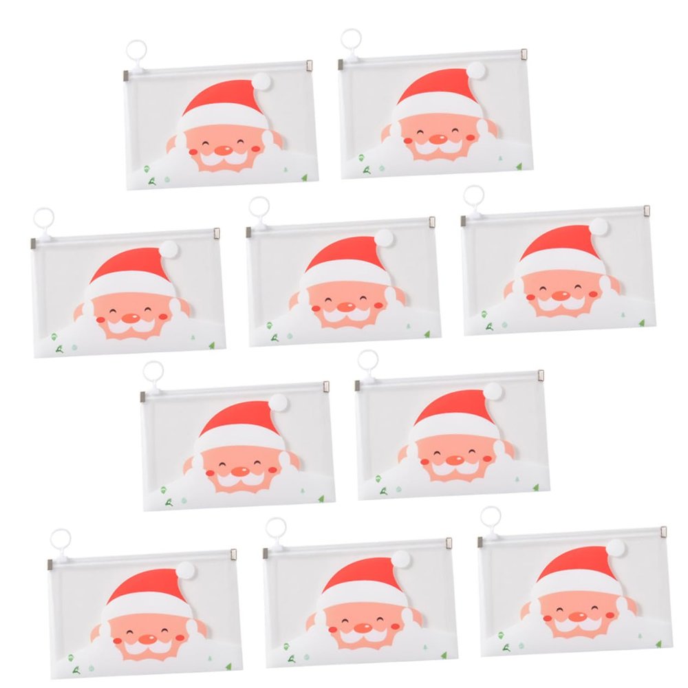 Angoily 10pcs Portable Storage Bags Santa Claus Pattern Design for Organization Reusable