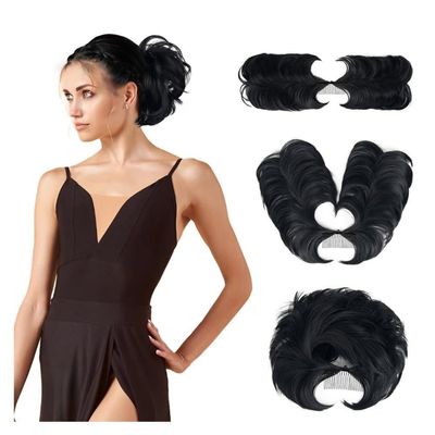 Bun, Messy Bun Hairpiece Comb Clip  Versatile Updo for Women, Short & Straight Hair for Women(Dark black)