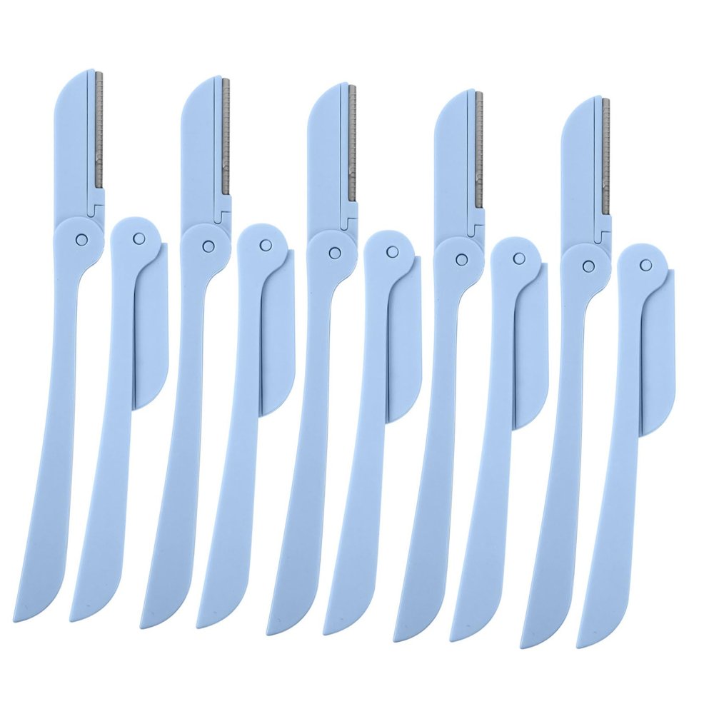 PartyKindom 10pcs Professional Fodable Eyebrow Razor Portable Facial Hair Trimmer for Women Stainless Steel Pain Hair Removal