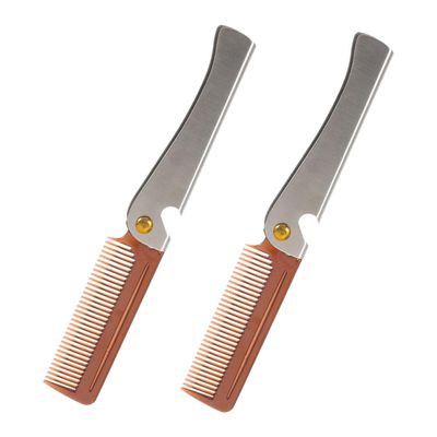 FOMIYES 2pcs Stainless Steel Folding Comb with Bottle Opener Mustache and Beard Grooming Tool for Men Compact Pocket Styling Comb for Hair Care and Detangling