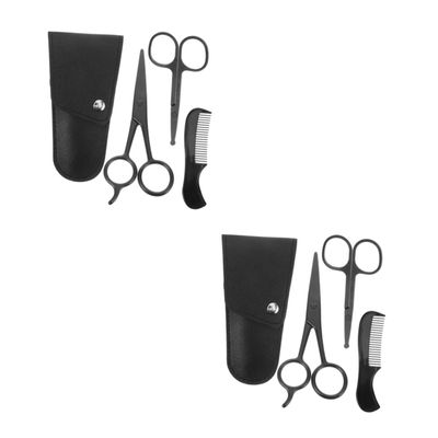 Beaupretty 2sets Stainless Steel Beard Grooming Scissors with Comb and Storage Bag for Home and Barbershop Use Trimming Shears for Precision Beard Care